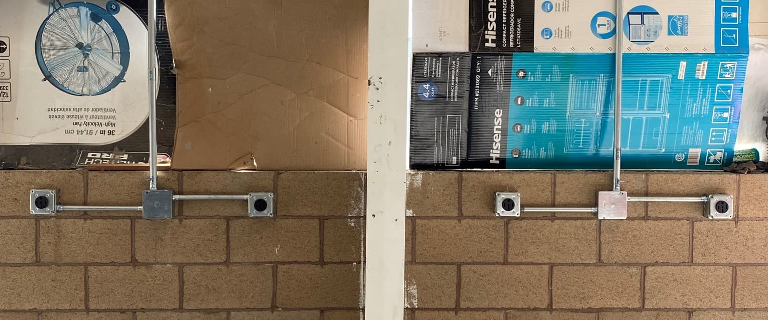 Clean commercial conduit and electrical panel installation