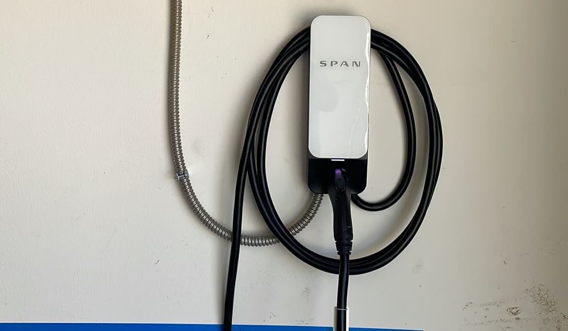 SPAN EV charger installed on a wall