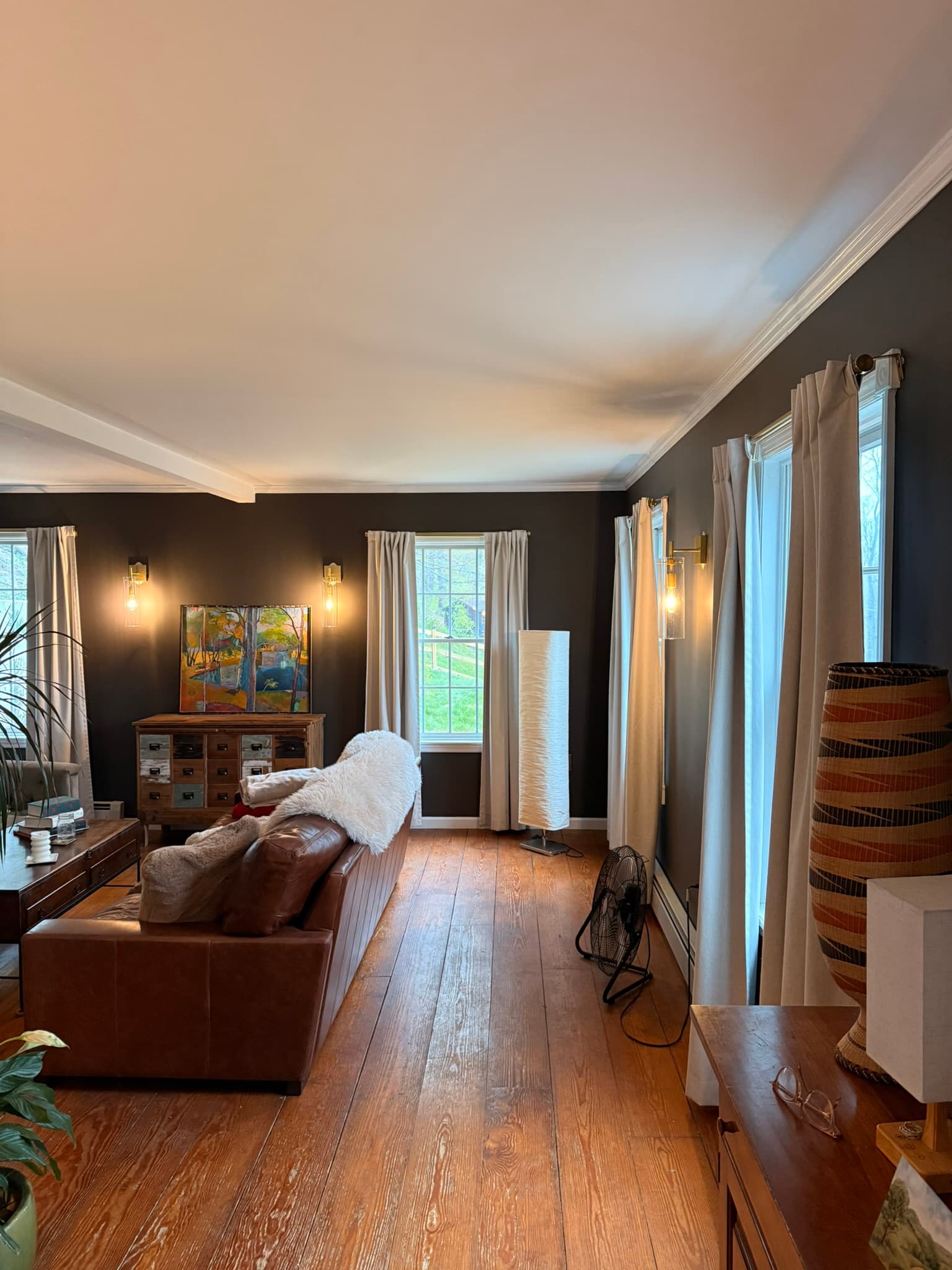 We replaced existing sconce lights with new ones. These were tricky to install as the existing junction boxes didn't fit the shape of the new lights but we figured it out.